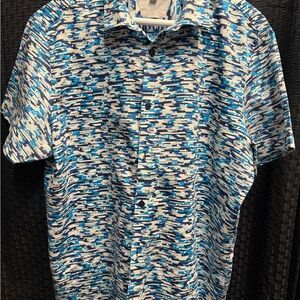 Calvin Klein Abstract Blue and White Men's Shirt